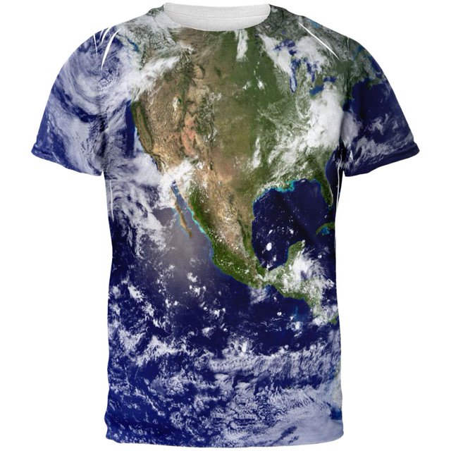 T-Shirt pour Adulte à Motif Intégral de Planète Terre du Système Solaire