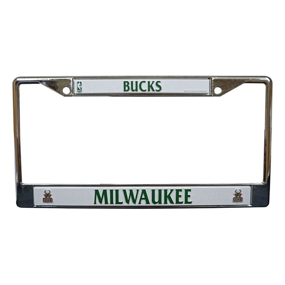 Milwaukee Basketball Bucks Basketball - 12" x 6" Standard Size - Chrome Metal License Plate Frame