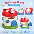 thumbnail image 5 of Mushroom House Piggy Bank for Kids with Lock and 2 Keys, Cute Decorative Coin Bank and Savings Box, 5 of 8