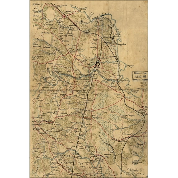 24"x36" Gallery Poster, Map of northern Hanover County virginia 1865