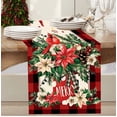 thumbnail image 4 of Camino de mesa navideño, adornos de nieve de bosque, Papá Noel, enanos, mantel rojo de Navidad, decoración de mesa, decoración de fiesta, 4 of 4