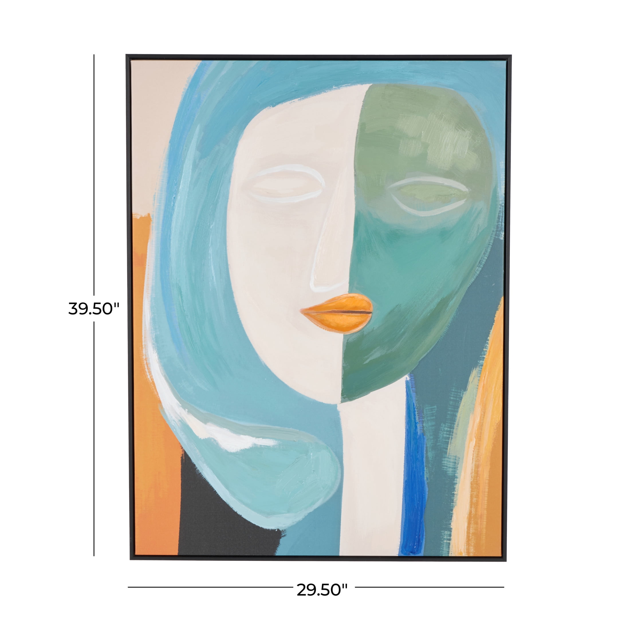 30" x 40" Impressionist Woman Framed Wall Art with Brushed Paint Strokes and Black Frame, by DecMode