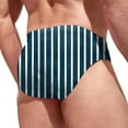 thumbnail image 3 of Yindaity Mens Stripe Swim Briefs Retro Swimwear Sexy Bikini Swimsuit Print Bathing Suit Blue,2XL, 3 of 4