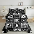 thumbnail image 2 of Manfei Halloween Skull Bat Bedding Comforter Set,Funny Ghost Twin Comforter Sets,Damask Flower Bedding Set,Super Cozy Room Decoration Reversible,2pcs, 2 of 8