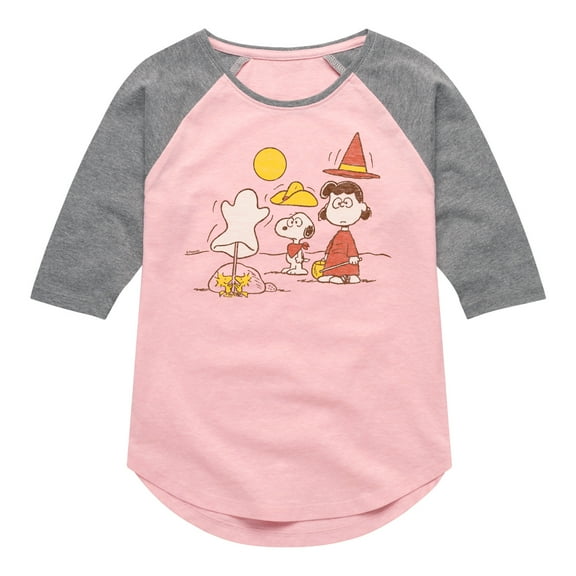 Peanuts - Snoopy And Lucy  - Toddler & Youth Girls Raglan Graphic T-Shirt