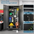 thumbnail image 5 of 61" Metal Storage Cabinet, Black Brooms and Mops Closet with Doors and Shelves, Cleaning Supply Tool Storage Cabinets with Removable Pegboard for Garage, Utility Room, Outdoor, 5 of 8