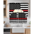 thumbnail image 2 of Red White Stripe Fireman American Flag Swag Valance and Tier Curtains 36'' Length Set, Fire Fighter USA Flags Light Filtering Kitchen Curtains, Tier Curtain Valances for Bathroom/Living Room/Bedroom, 2 of 6