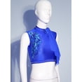 thumbnail image 4 of dPois Women's Lyrical Dance Crop Top Shiny Rhinestone Sleeveless Exquisite Embroidery Stage Performance Vest Royal Blue L, 4 of 7