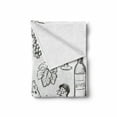 thumbnail image 2 of Wine Soft Flannel Fleece Throw Blanket, Hand Drawn Wine Set in Sketch Style Vintage Gourmet Country Themed Artwork, Cozy Plush for Indoor and Outdoor Use, 70" x 90", Charcoal Grey White, by Ambesonne, 2 of 6