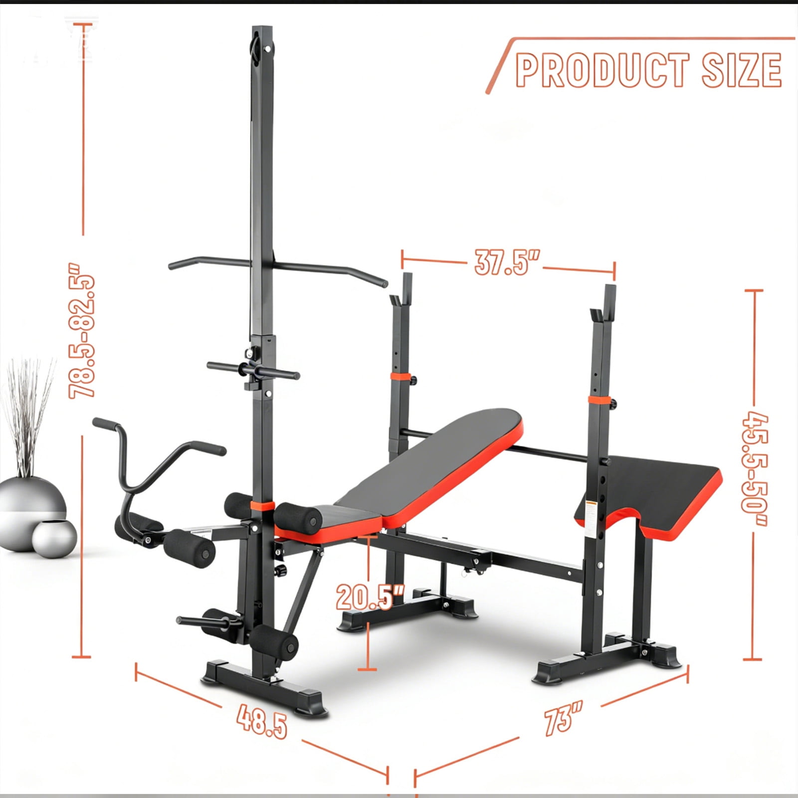 1500LBS 8-in-1 Adjustable Olympic Weight Bench with Squat Rack & Leg Developer, Multi-Function Home Gym Workout Station for Full-Body Strength Training
