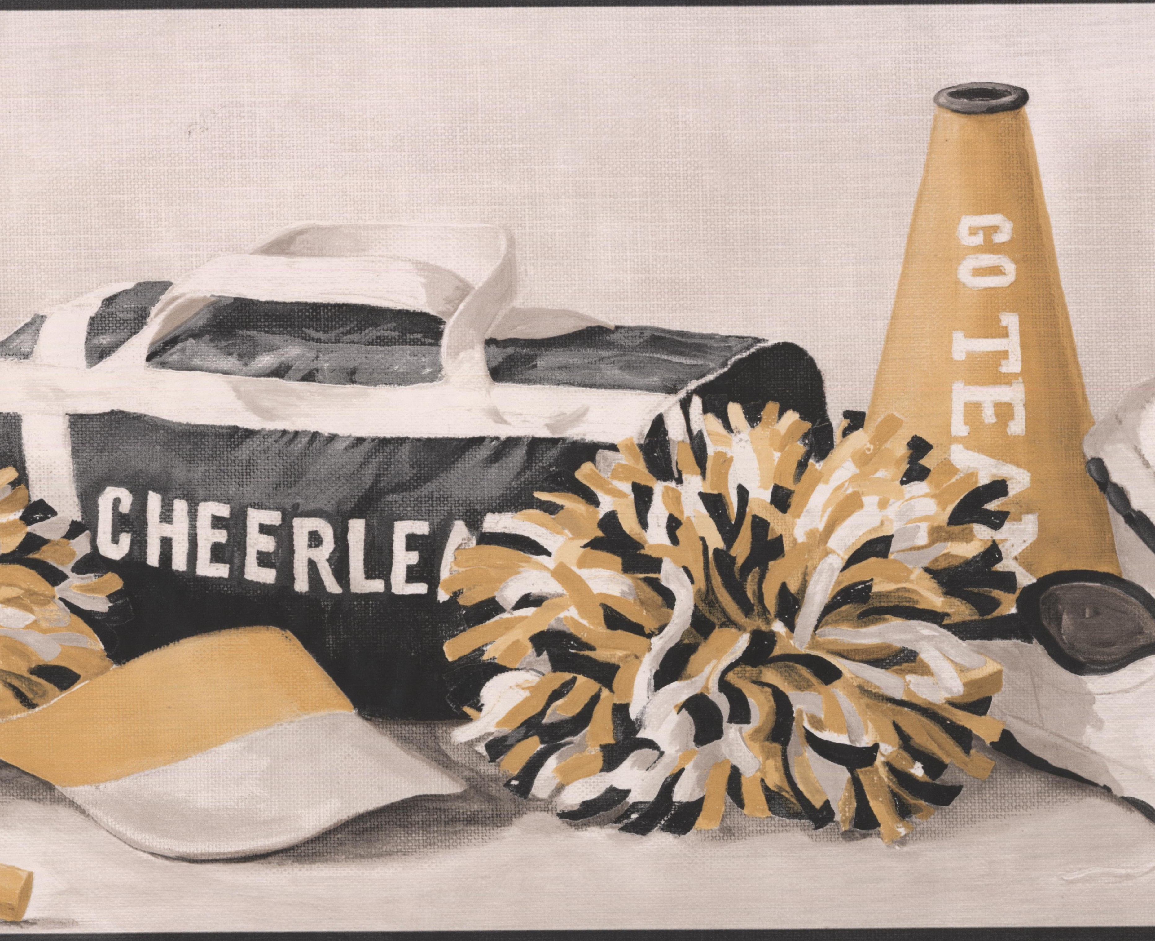 Wallpaper Border - Cheerleader Pom Pom Bag Shoes Cup Baton Merigold