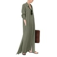 thumbnail image 5 of ZANZEA Women Casual Solid Button Down Long Sleeve Split Hem Maxi Dress, 5 of 7