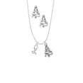 thumbnail image 2 of Delight Jewelry Silvertone Stethoscope Silver tone Zig Zag Christmas Tree Charm Necklace and Stud Earrings, 2 of 4