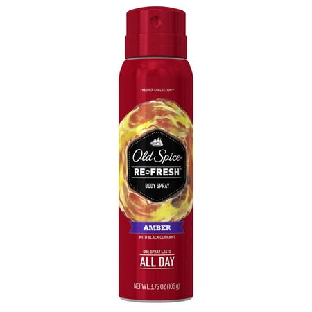 (2 pack) Old Spice Fresher Amber Scent Body Spray for Men, 3.75
