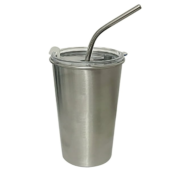 Tazas de metal irrompibles, vaso frío de acero inoxidable, taza de viaje de café helado, taza con pajita de acero inoxidable, confiable y duradera