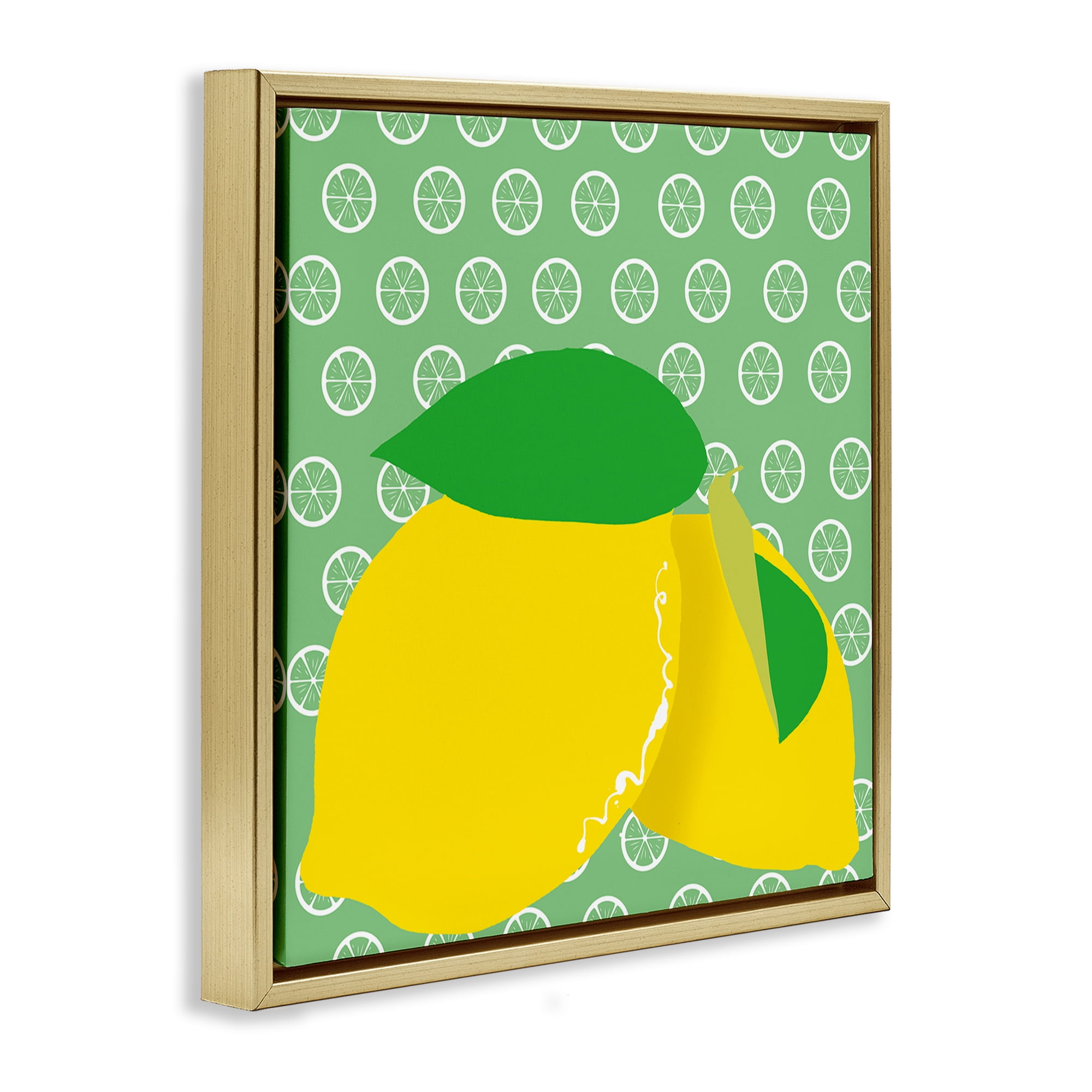 Stupell Industries Bright Lemon Fruit Food & Beverage Painting Gold Floater Framed Canvas Art Print Wall Art, 18 x 18