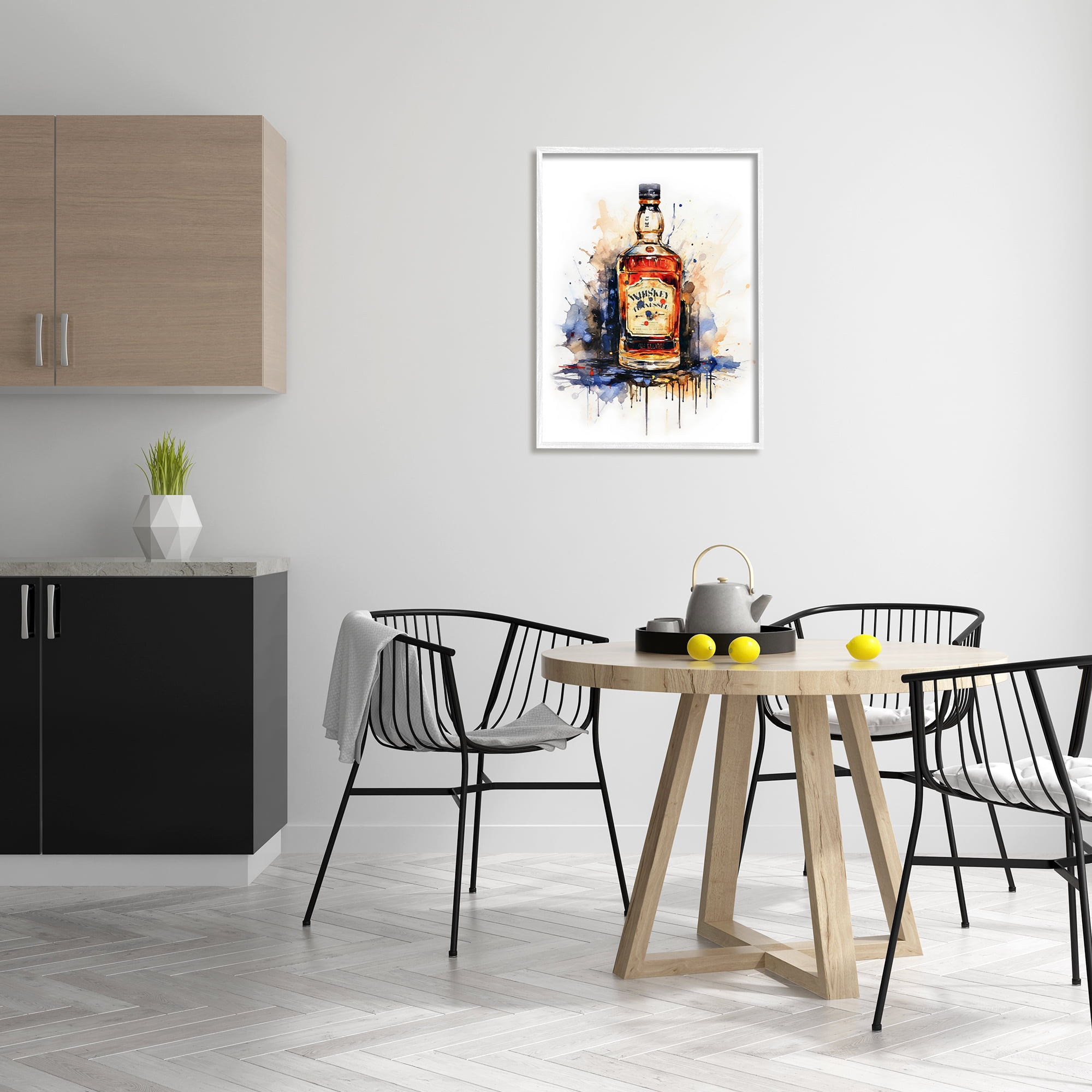 Stupell Industries Whiskey Modern Splash Food & Beverage Painting White Framed Art Print Wall Art, 24 x 30