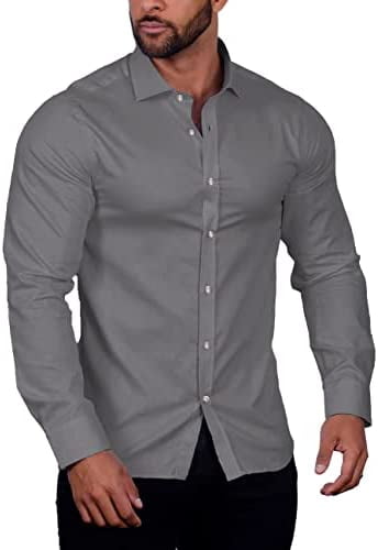 COOFANDY Men's Muscle Fit Dress Shirts Wrinkle-Free Long Sleeve Casual ...