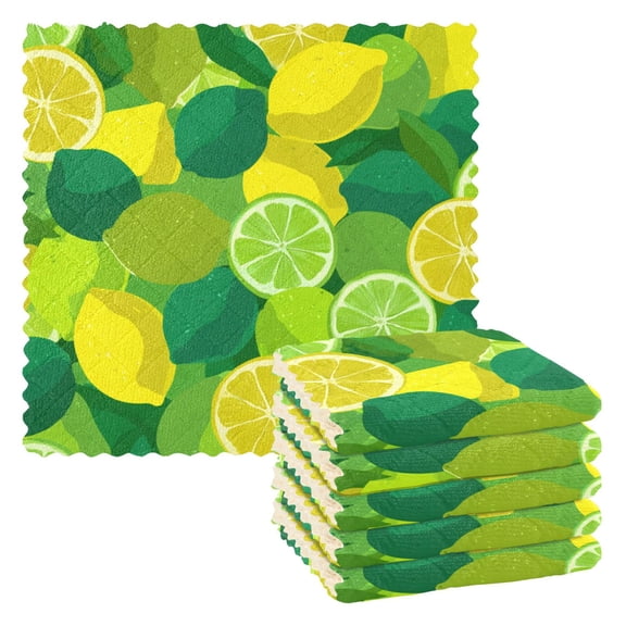 6 Pieces of Kitchen Towels 11x11Inch Kitchen Dish Cloths Kitchen Dish Towels Reuseable Cleaning Cloths Seamless Lemon
