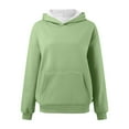 thumbnail image 4 of Fgnfyis Women Oversized Pullover Hoodie Short Velvet Long Sleeve with Pockets Winter Fall Outfits Green S, 4 of 5