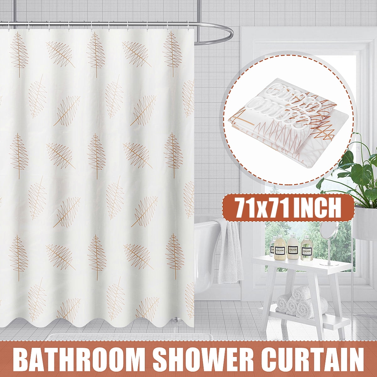 PEVA 71?71" Shower Curtain Waterproof Beach Curtain Bathroom Decor