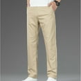 thumbnail image 1 of Pantalones largos de hombre con cremallera, rectos, de seda de hielo, elásticos, informales, de negocios, de poliéster, 1 of 7