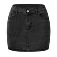 thumbnail image 5 of Jean Skirts for Women Stretchy Mini Skirt with High Waisted Casual Denim Skirt Machine Washable (Black XS), 5 of 5