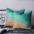 thumbnail image 3 of Teal Ombre Coastal Throw Pillow Covers, Soft Pillowcases with Invisible Zipper, Summer Nautical Beach Ocean Seaside Decorative Square Pillow Cushion Covers for Living Room Couch Sofa Bed 26x26 Inches, 3 of 8