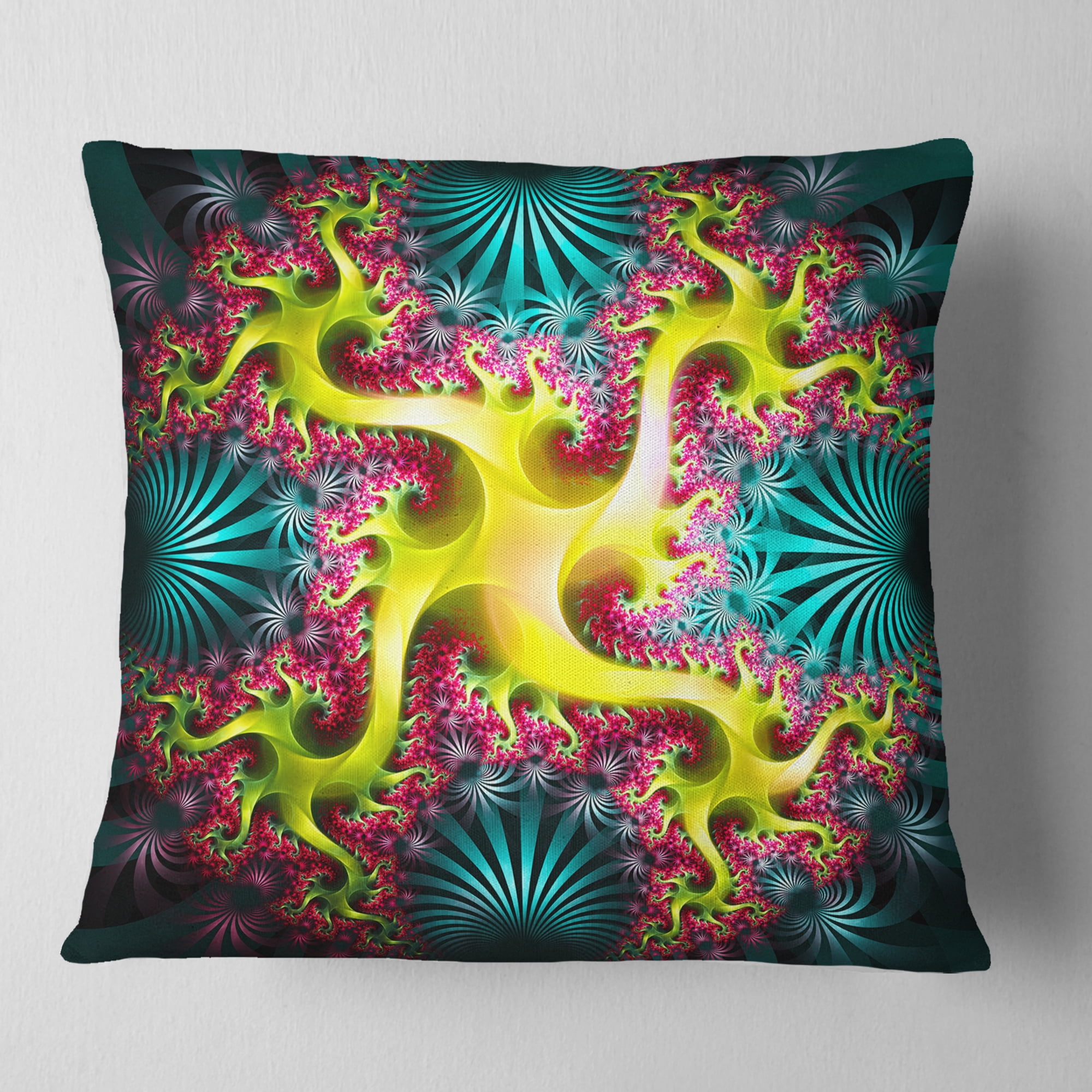 Designart 18" x 18" Yellow Polyester Throw Pillow