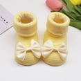 thumbnail image 3 of lnmuld Cotton Socks Children Kids Socks Soft Bottom Toddler Shoes Socks Bowkot Princess Socks Floor Socks 1PC Socks + 1PC Bow Hairband Fall Socks Size:6 Months, 3 of 5