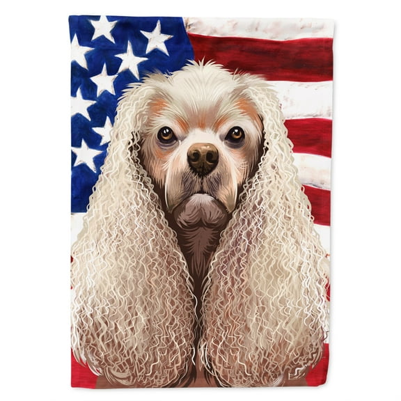 American Cocker Spaniel American Flag Flag Canvas House Size