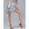 thumbnail image 3 of FEOYA Belly Dance Hip Scarf for Women Triangle Dance Belt Skirt with Tassels Latin Dance Hip Scarf Sequins Wrap Scarf Skirt for Music Festival Rave Party Silver, 3 of 7