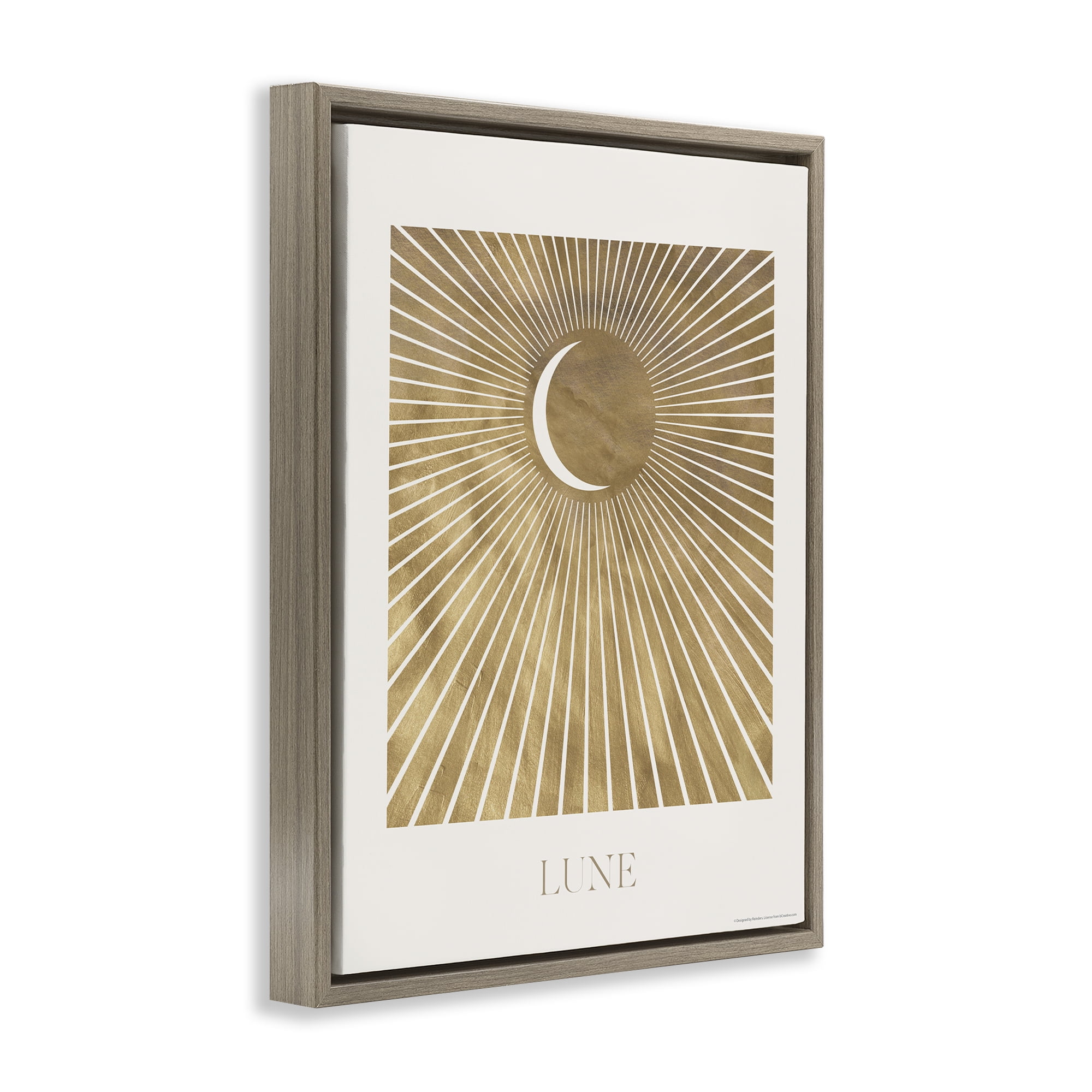 Stupell Industries Lune Boho Moon Astrology & Stars Painting Brown Floater Framed Canvas Art Print Wall Art, 17 x 21