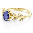 thumbnail image 5 of Gem Stone King 18K Yellow Gold Plated Silver 0.86 Ct Oval Checkerboard Blue Iolite Greek Olive Vine Branch Engagement Ring, 5 of 7