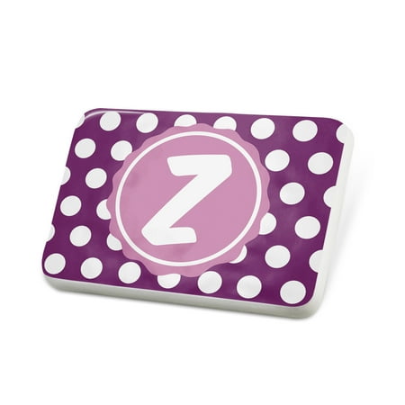Porcelein Pin Monogram Z Purple Polka Dots Lapel Badge – NEONBLOND