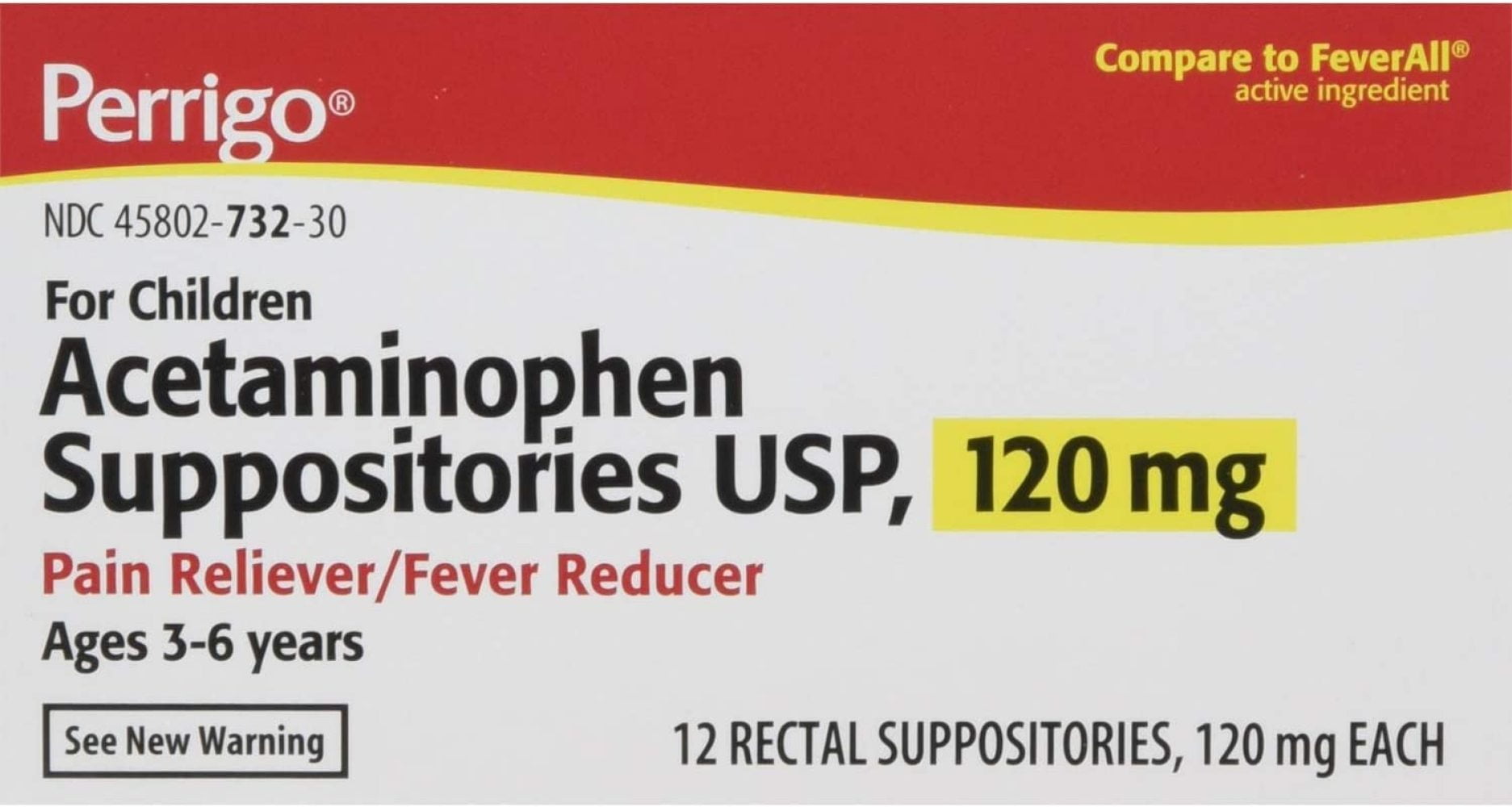 Acetaminophen suppositories 120 mg - 12 ea