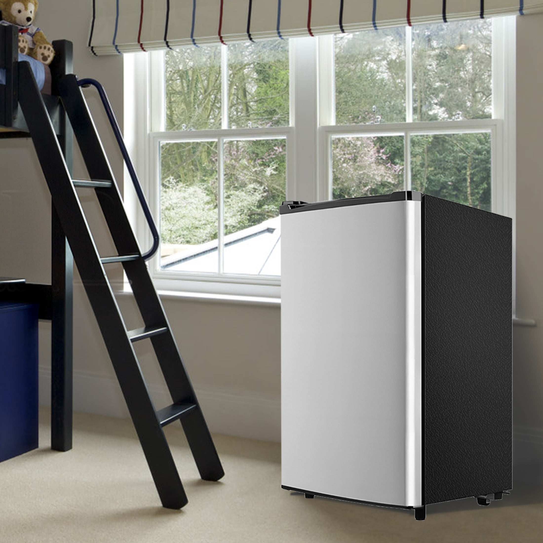 WANAI 3.2 Cu ft Single Door Mini Fridge, Silvery