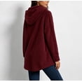 thumbnail image 3 of Fleece Hooded Jackets for Women Casual Warm Open-Front Sweater Cardigans with Pockets Solid Long Sleeve Outerwear (S, Wine), 3 of 7