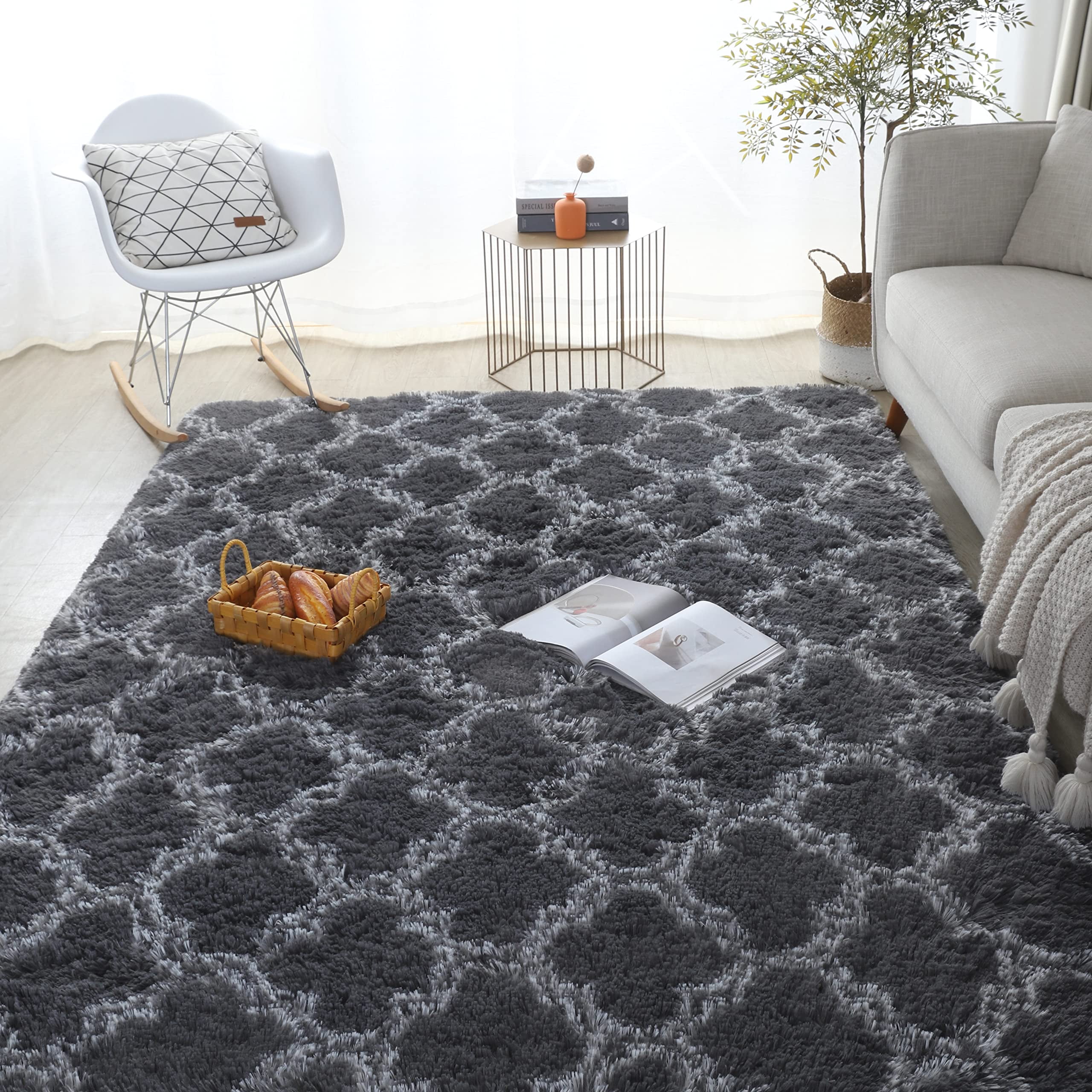 Poboton 2X3 Grey Carpet For Living Room Soft Luxury Bedroom Large 