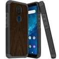 thumbnail image 1 of ANJ+ Slim Dual Layer Hybrid Shockproof Case + Tempered Glass Cover for Cricket Icon 3, Splendor, AT&T Motivate 2 - Hard Wood Pattern, 1 of 3