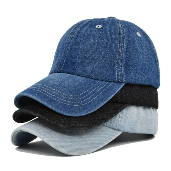 Unisex Denim Peaked Cap Retro Washed Destroyed Style Solid Color Baseball Hat