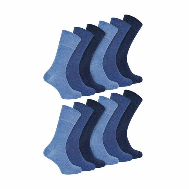 IOMI - 12 Pairs Mens Diabetic Bamboo Socks | Extra Wide Socks with Non Elastic Gentle Grip Top