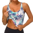 thumbnail image 4 of Haiem Palm Leaves Pattern Womens Sports Bra - U Neck Padded Low Impact Yoga Bra Workout Crop Top Gym Moisture-Wicking Workout Vest -Small, 4 of 9