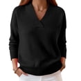 thumbnail image 2 of vigerkar Women's Sweaters Casual Long Sleeve Pullover V Neck Lightweight Sweatshirts Cute Blouse Tops (Black, 5XL), 2 of 6