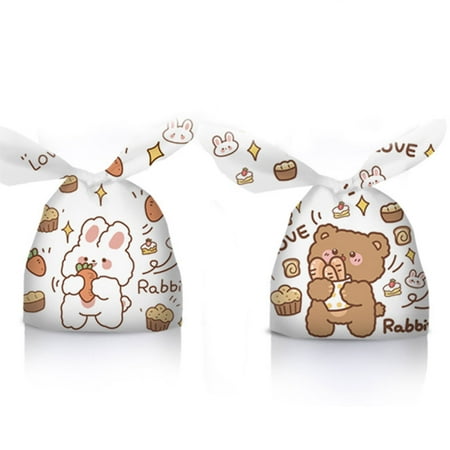 

XINYTEC 50pcs Rabbit Ears Candy Packaging Bags Dessert Pastry Biscuit Snacks Baking Birthday Wedding Party Supplies