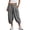 Gray, variant on Womens Boho Linen Capris Elastic Waist Pleated Lantern Cropped Baggy Pants with Pockets XXL
