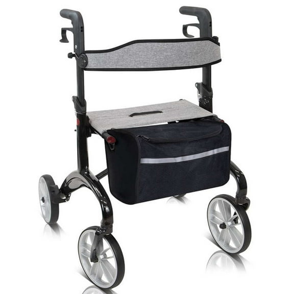 Vive Ultra-Lightweight Carbon Fiber Rollator Walker with Seat, Foldable, Adjustable Mobility Aid for Seniors & Adults