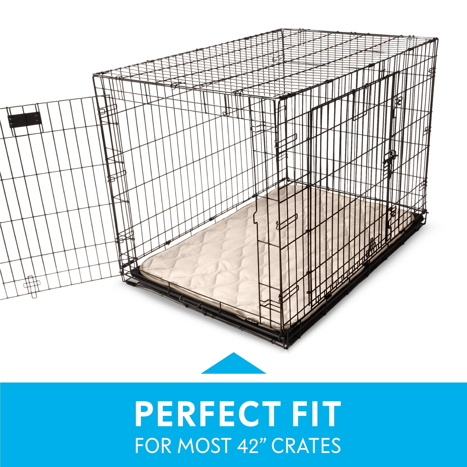Paw Inspired Washable 42" Dog Crate Mat, Size 41x28 Inch, Waterproof Dog Crate Kennel Bed Anti-Slip Bottom Leakproof Pads (Tan)