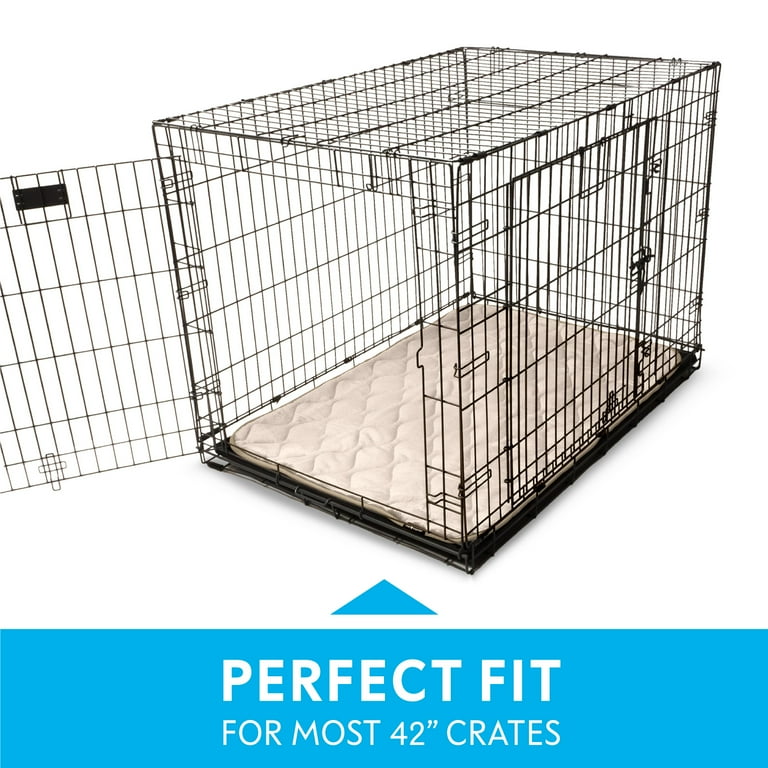 Paw Inspired Washable Padded Crate Mats for Dogs 41 x 28 Pad Fits 42 Inch Kennels Leakproof Waterproof Bottom Plush Pet Beds Tan