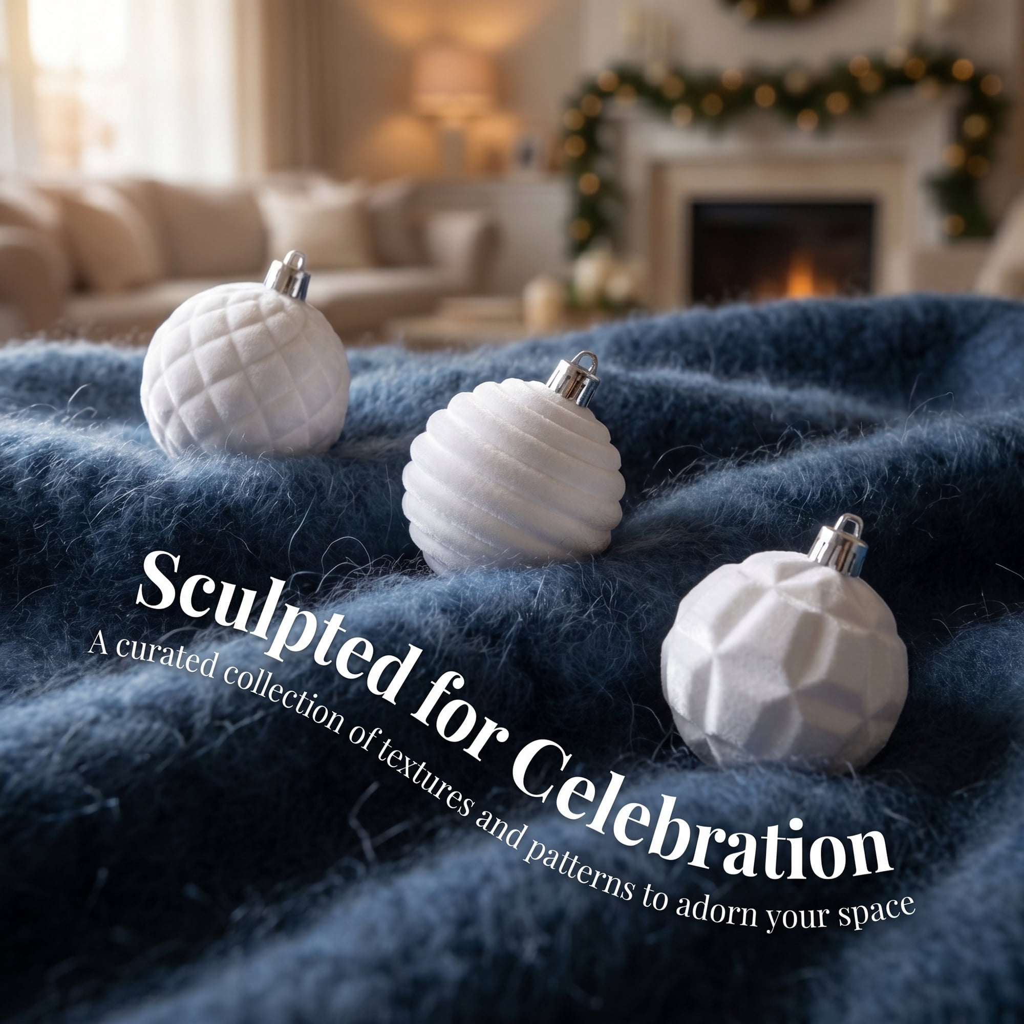 Unique Bargains Velvet Christmas 12 Pack Flocked Sphere Orbs Luxury Ornaments White 2.4"
